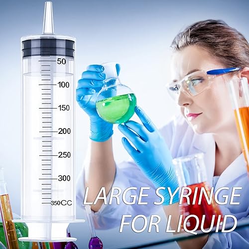 Miniatura 5 de Paquete de 4 jeringas grandes de 10.1 fl ozcc con tapa, jeringas líquidas de plástico selladas individualmente estériles con medición para