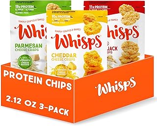 Whisps Cheese Crisps 3 Pack Assortment (2.12oz) Cheddar, Parmesan & Asiago/Pepperjack