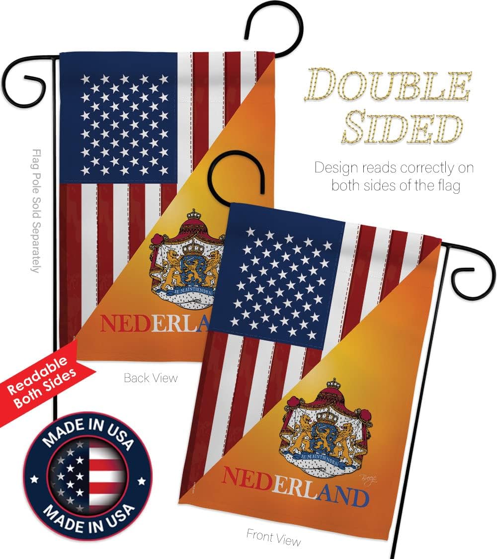 Breeze Decor - US Dutch Friendship Flags of The World - Everyday US Friendship Impressions Decorative Vertical Garden Flag 13" x 18.5" Printed in USA
