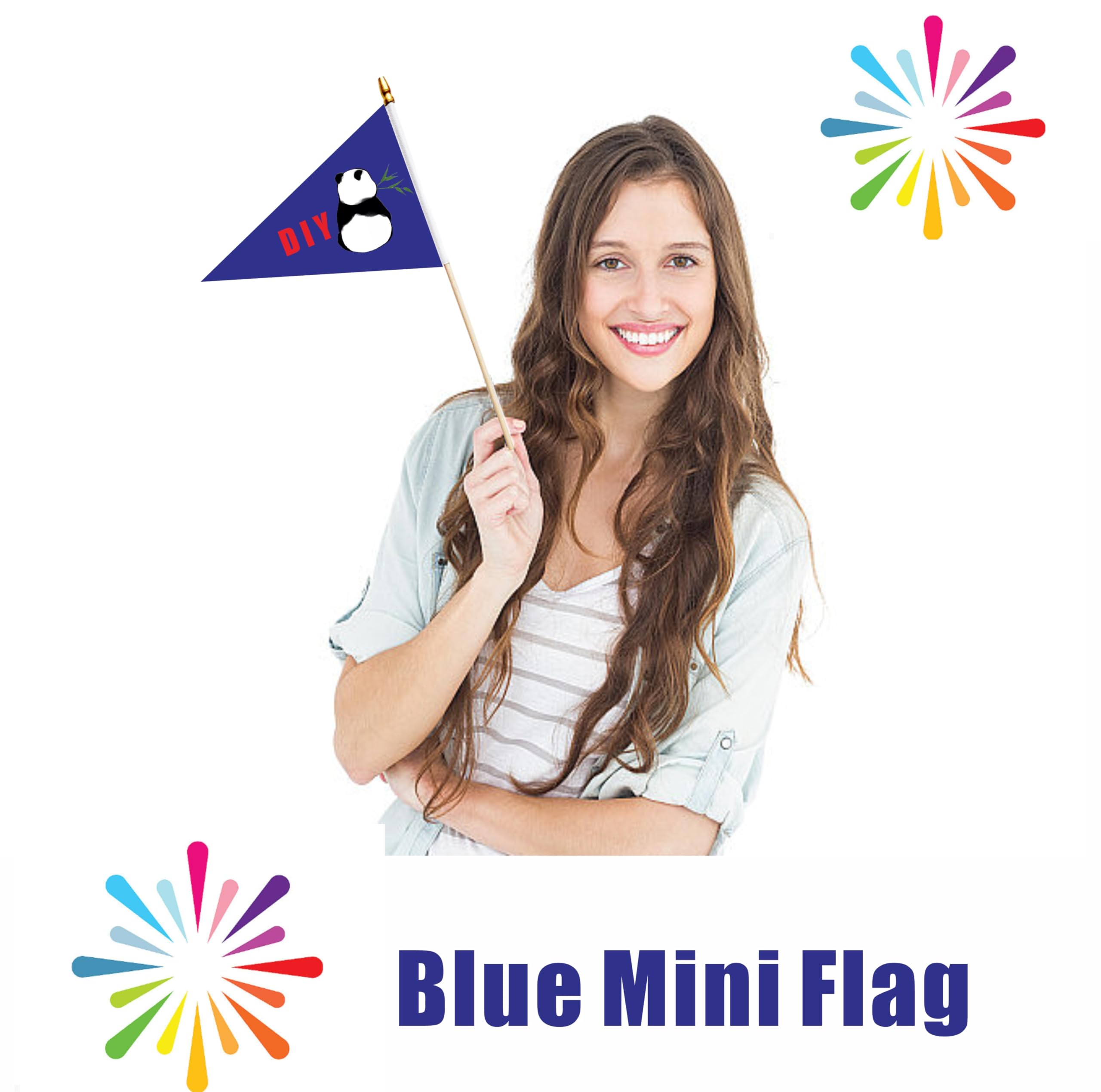 20 Stück Mini-Flaggen Mit Holzstäben – 12,7x20,3 Cm, Blau, Für Partys & Dekoration