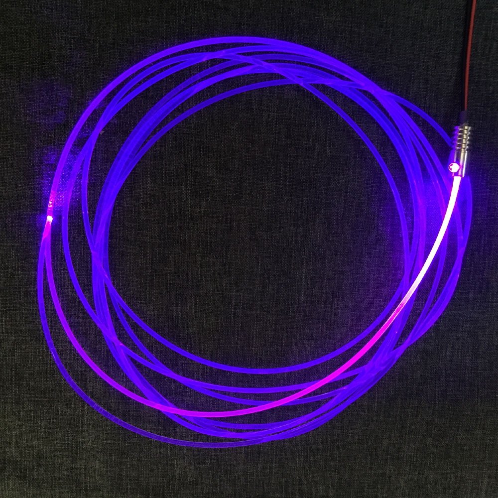 Rayauto Purple 3Mm 10Meter Pmma Side Glow Optic Fiber Cable With 1.5W 12V Led Light Source Illuminator