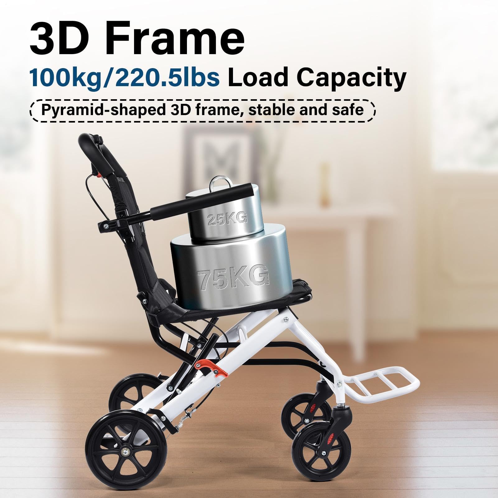 Silla de ruedas ultraligera 8,2 kg plegable – Silla de ruedas portátil para personas mayores, adultos y discapacitados, silla de ruedas de viaje con freno de mano, soporta 100 kg, ayuda para la