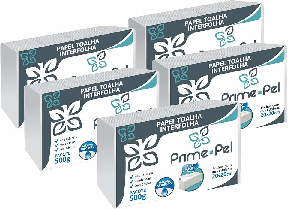 Papel Toalha Interfolha Branco Luxo Banheiro Kit 5000 Folhas