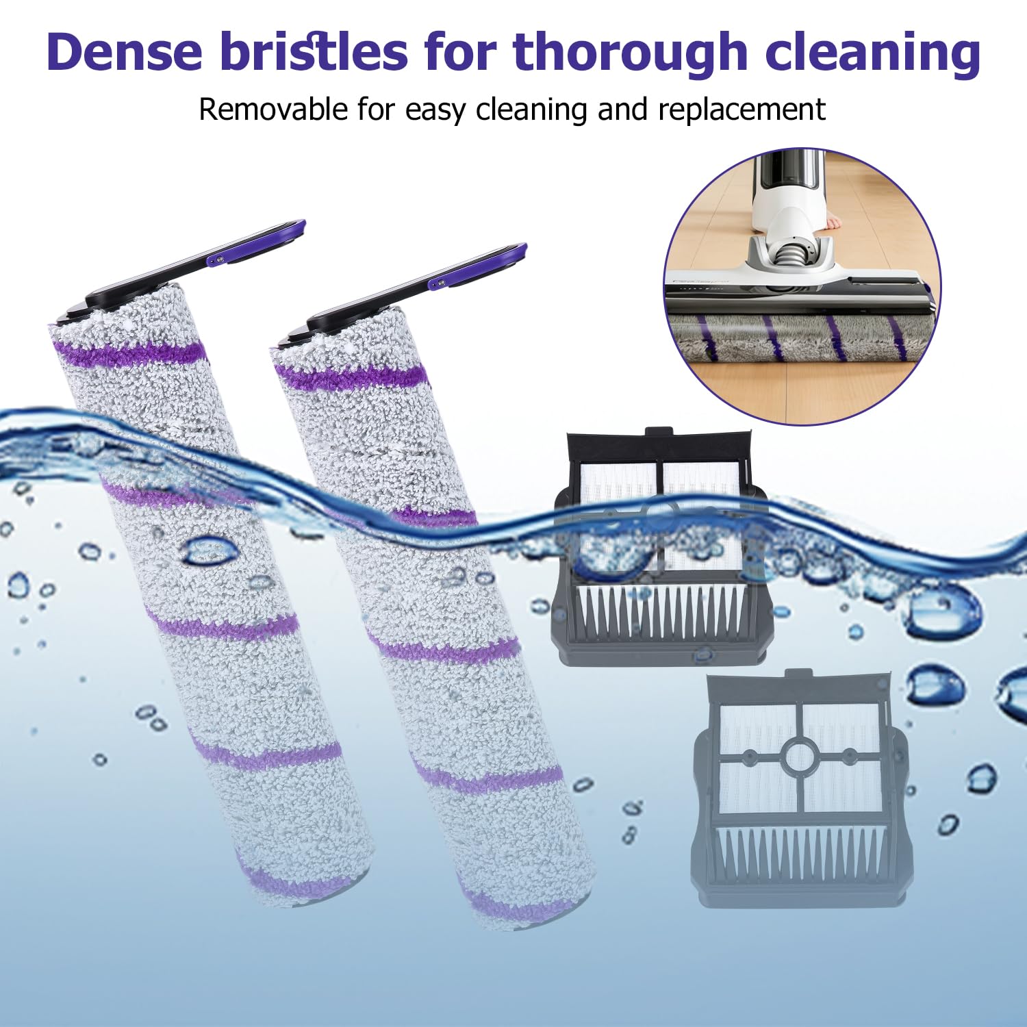 5 części zamiennych, akcesoria do Rowenta X-Clean 10, zestaw akcesoriów, wałek szczotkowy i filtr do Narwal S20 Pro/S2, części zamienne do odkurzacza na mokro i sucho (2 szczotki, 2 filtry, 1