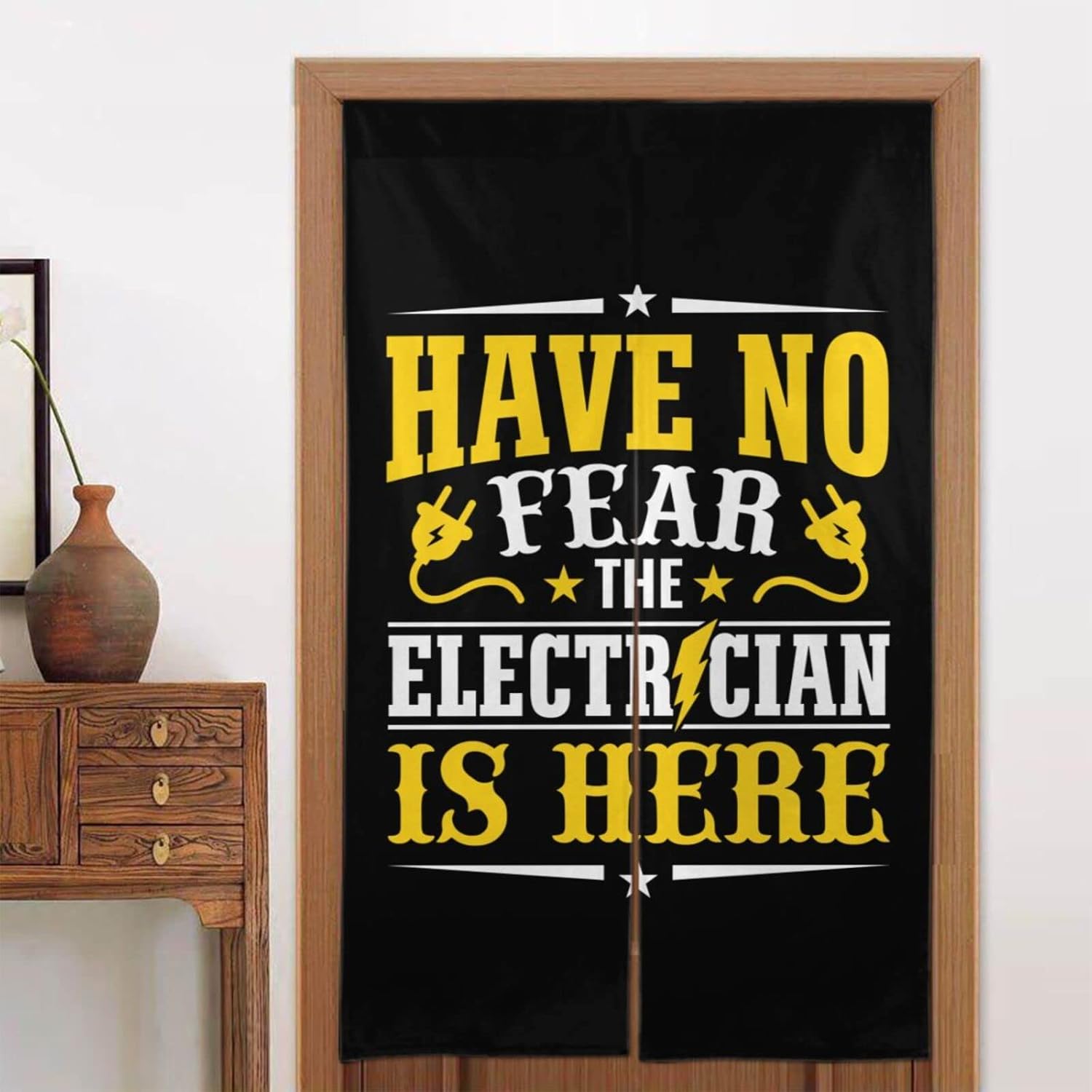 Have No Fear The Electrician is Here Blackout Curtains for Doorways Bedroom Kitchen Door Curtain 34x56in Indoor Partition Shading Decor Window Curtains