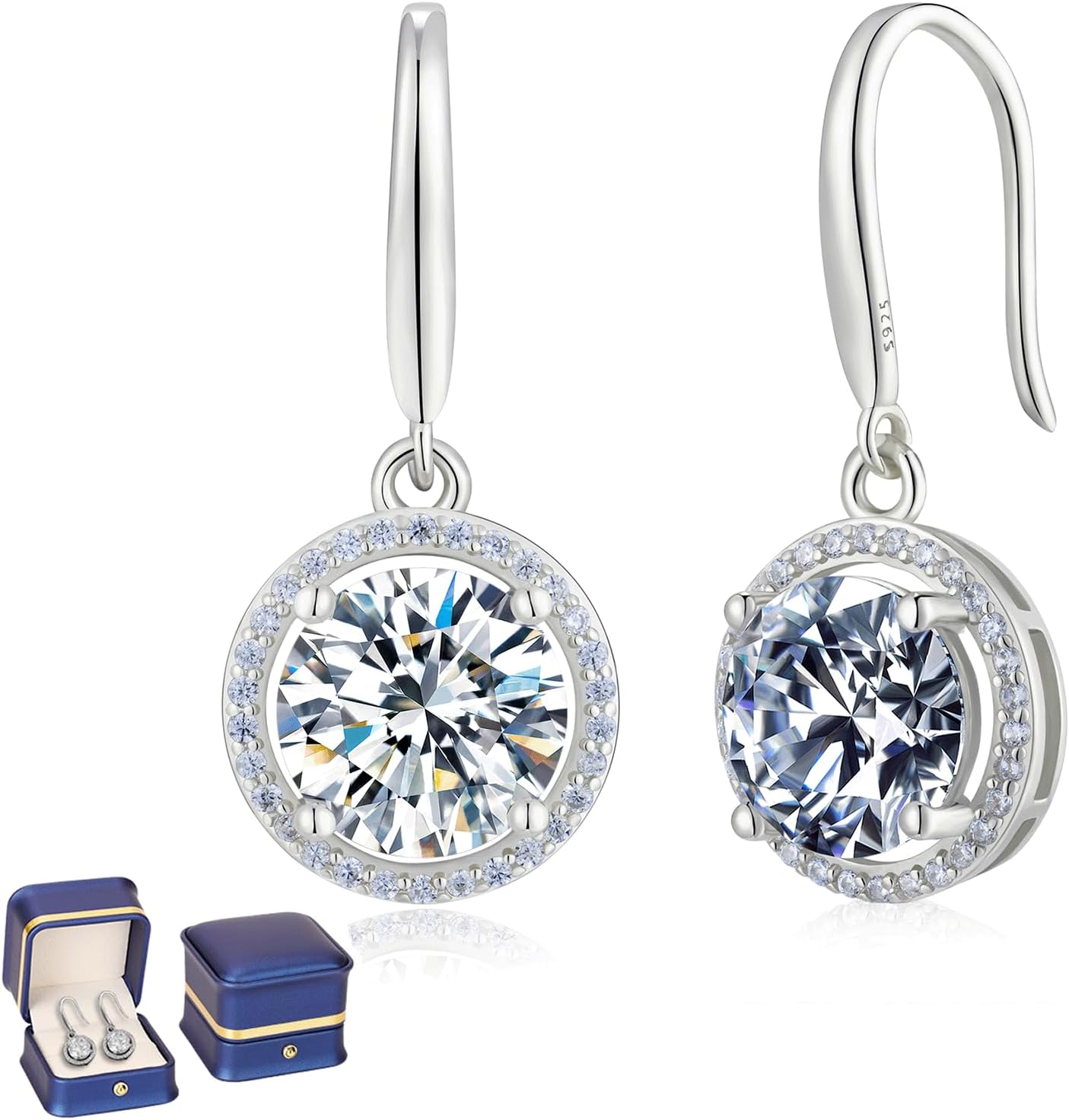 Moissanite Dangle Drop Earrings for Women, 2-4CT Gold Plated S925
