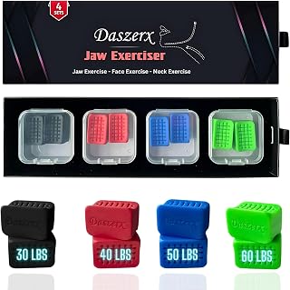 Premium Jaw Exerciser for Men & Women | 3 Resistance Levels, Silicone Jaw Trainer | Strengthen Jaw, Face & Neck Muscles, Reduce Stress & Cravings, Enhance Jawline & Chewing Power