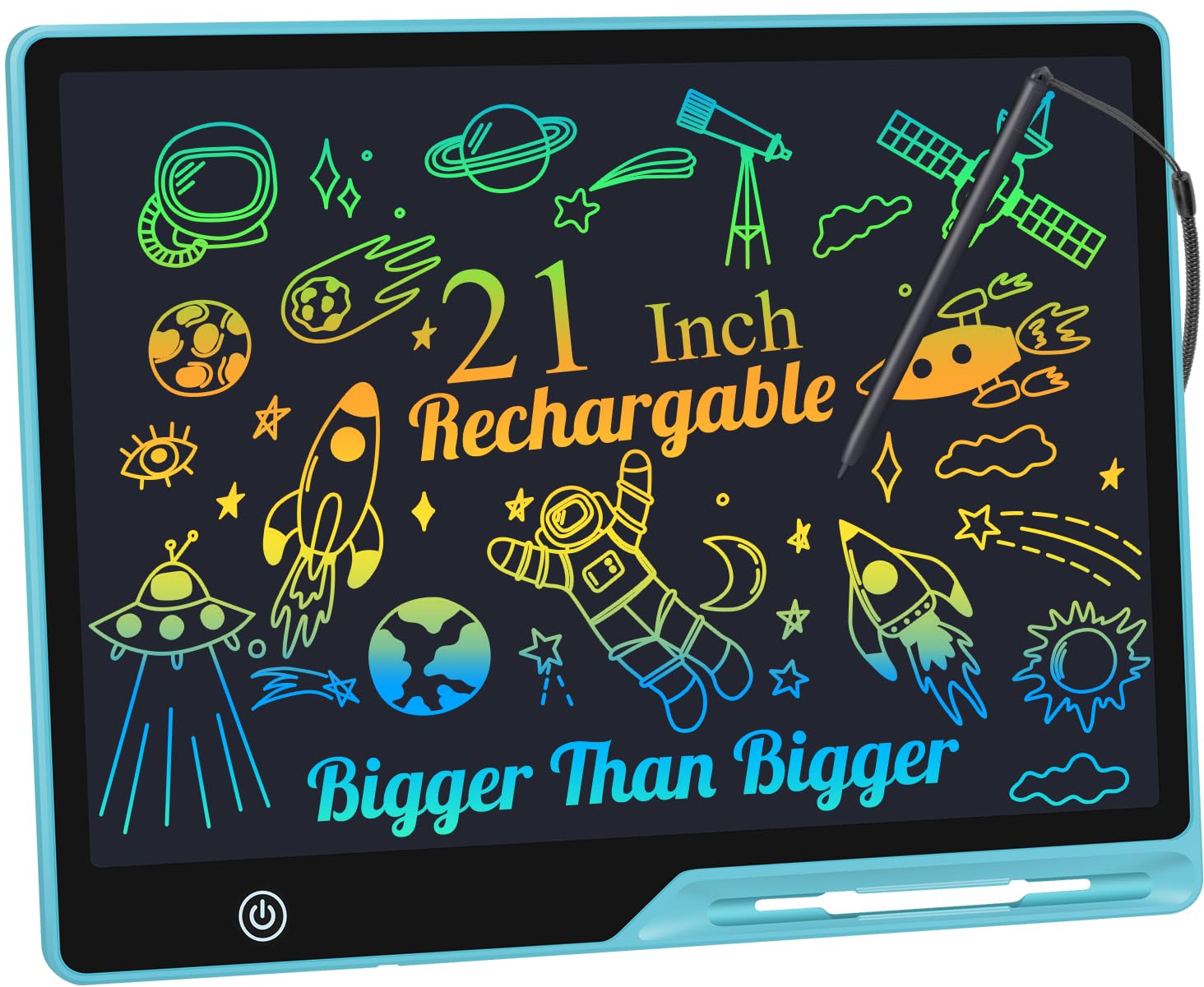 Tavoletta Grafica Bambini LCD 21 Pollici Ricaricabile, Lavagnetta Cancellabile Bambini Portatile, Pittura e Liste di Memoria Lavagna per Bambini Regalo Educativi Giocattoli Blu