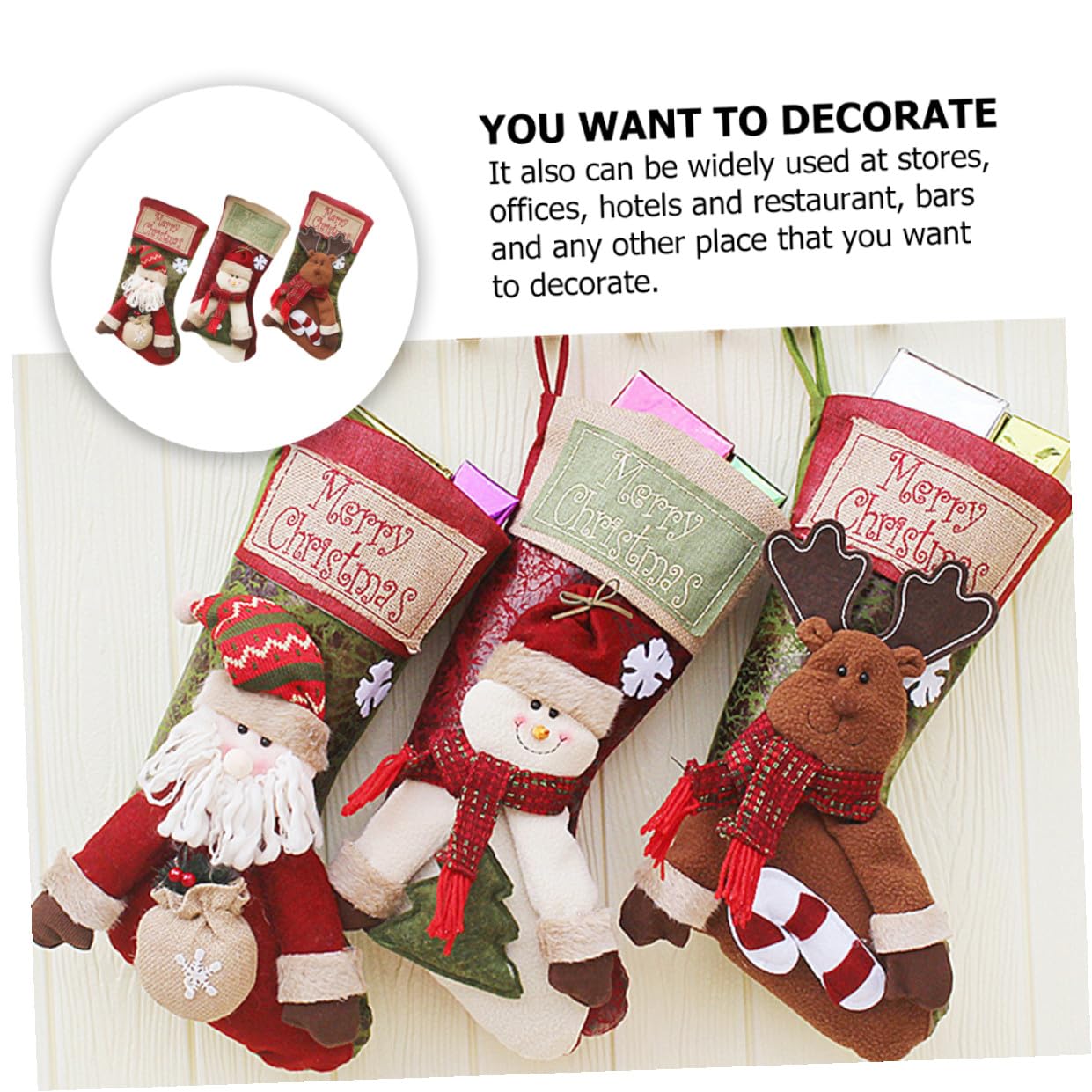 BESPORTBLE 3pezzi Calza di Natale Appesa Calzini Regalo di Natale Goccia Personalizzate
