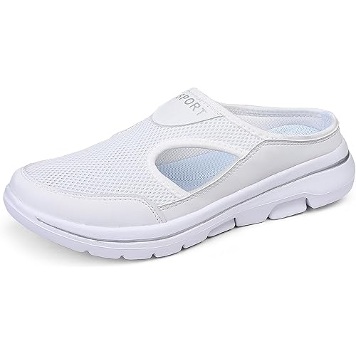 Men's Slip On Mules Womens Lightweight Open Back Shoes Comfort Walking Shoes Breathable Slippers Closed Toe Slides