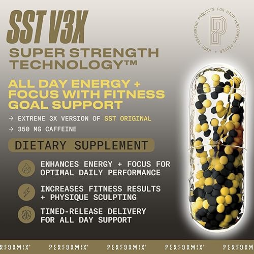 Miniatura 3 de PERFORMIX - SST V3X - Pre entrenamiento - 350 mg de cafeína - Suplementos energéticos - Sin choques - Objetivos de fitness - Nootrópico - Liberación