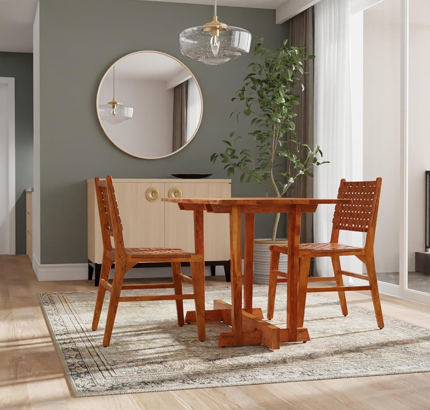 Carolina Classic Acacia Wood Dining Table in Honey Gold Brown