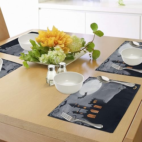 Miniatura 4 de Lunarable Cardinal - Juego de 4 manteles individuales de tela lavable para mesa de comedor, tamaño estándar, diseño floral de flores de pascua y