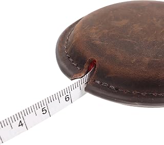 Portable Flexible Body Measuring Tape Keychain for Sewing and Tailoring, Classic Brown Leather Sewing Supplies Tool for Dressmakers and Crafts