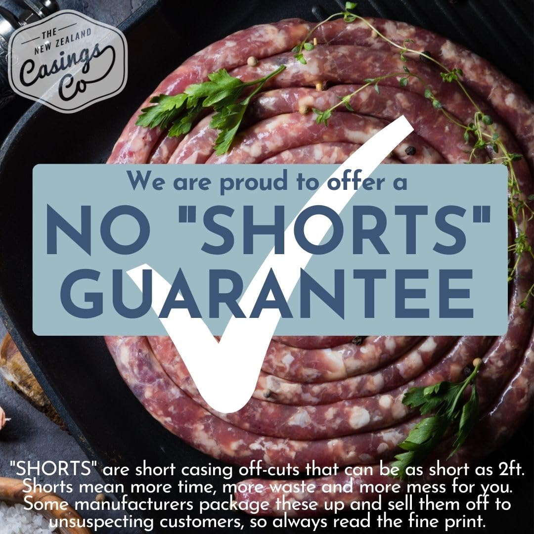 Snack Stick Casings - natural LAMB/SHEEP casings for sausage making. 19mm casing. Ideal sausage casings for Snack Sticks or Breakfast Sausage. Certified Halal Casings. 131ft, makes 22lb of sausages