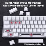 DIERYA T68SE 60% Clavier mécanique de jeu,Ultra Compact Mini 68 Clé avec interrupteurs rouges Clavier filaire, Clés anti-Ghosting, pour ordinateurs portables Windows et PC Les joueurs, Blancs