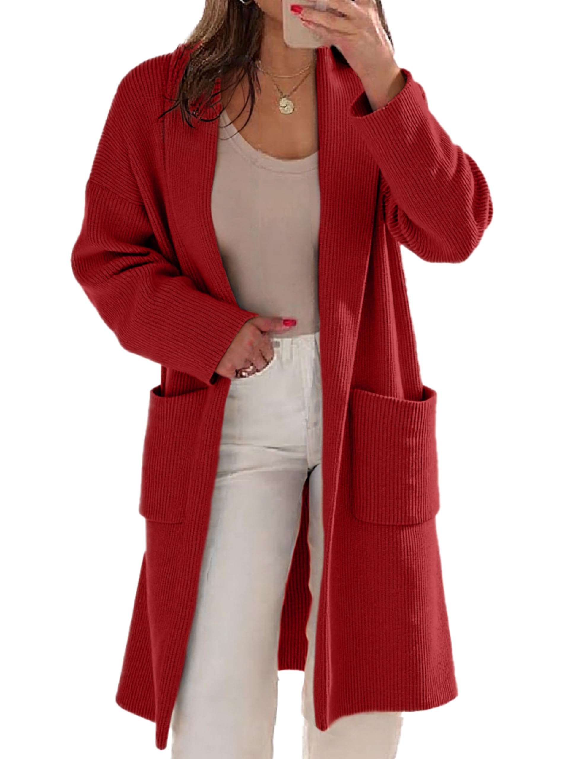 Womens Long Fall Winter Knit Cardigan Sweater Open Front Oversized Coat Jacket Casual Trendy Outfits