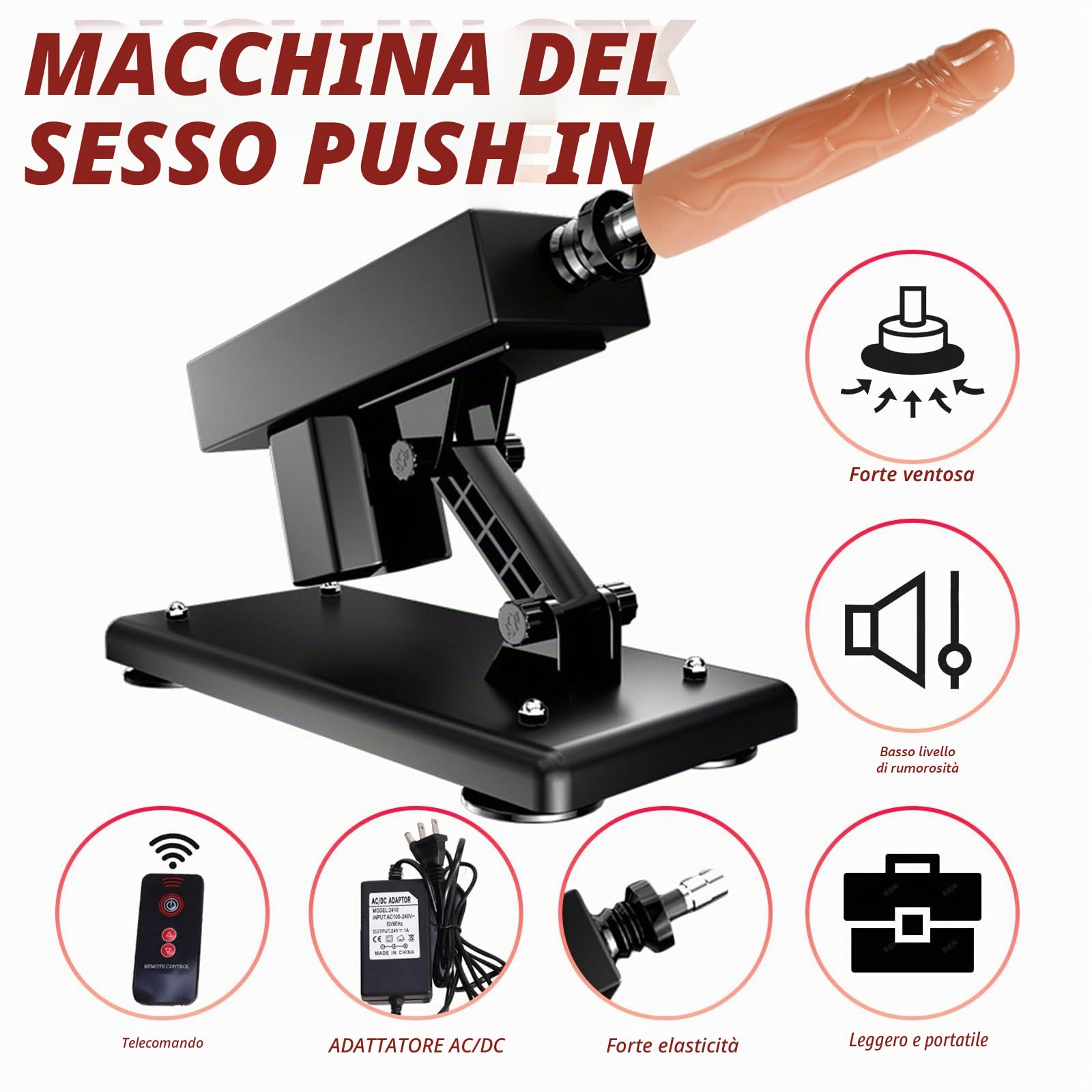 Macchina del sesso telecomandata, Love Machine Sex Toys per uomini e donne Macchina automatica di spinta con 5 dildo realistico e accessori 3XLR