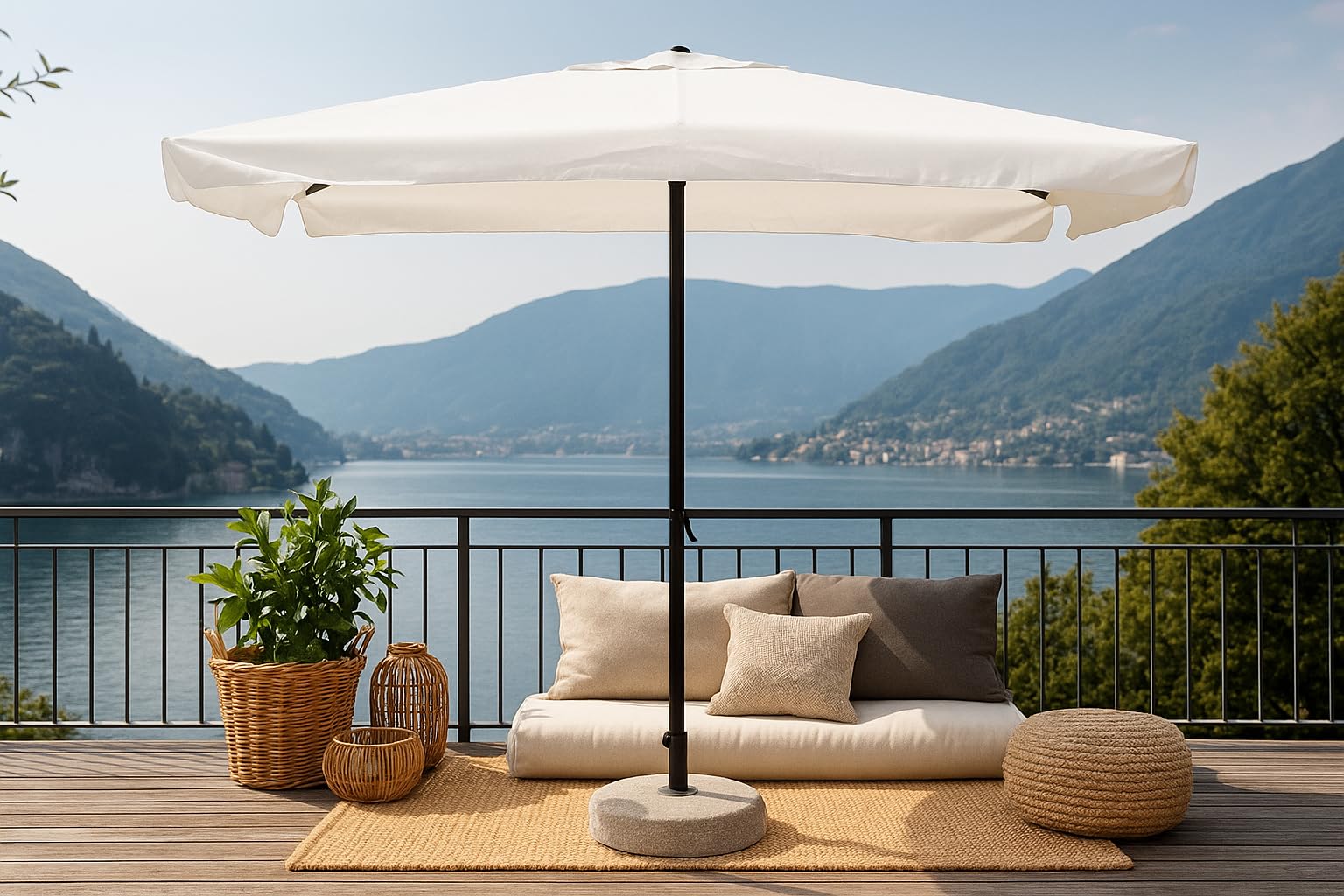 Linea Garden Friend O850004, Ombrellone 2x3 mt x 2,4 h mt Rettangolare Struttura in acciaio Con manovella Copertura in poliestere 160 gr/m² colore bianco