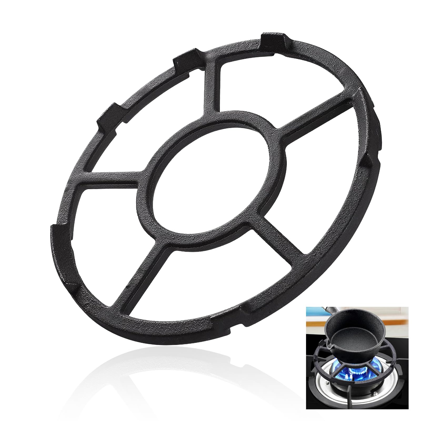Mdputy Black Wok Stand For Gas Hob, Cast Iron Ring Pan Support Stand Non Slip Wok Support Ring For Moka Pot Coffee Pot Small Saucepan Reducer Rings Holder Trivets Extender