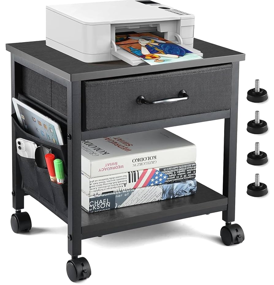 Amazon.co.jp: MASTLU プリンター台 サイドテーブル キャスター