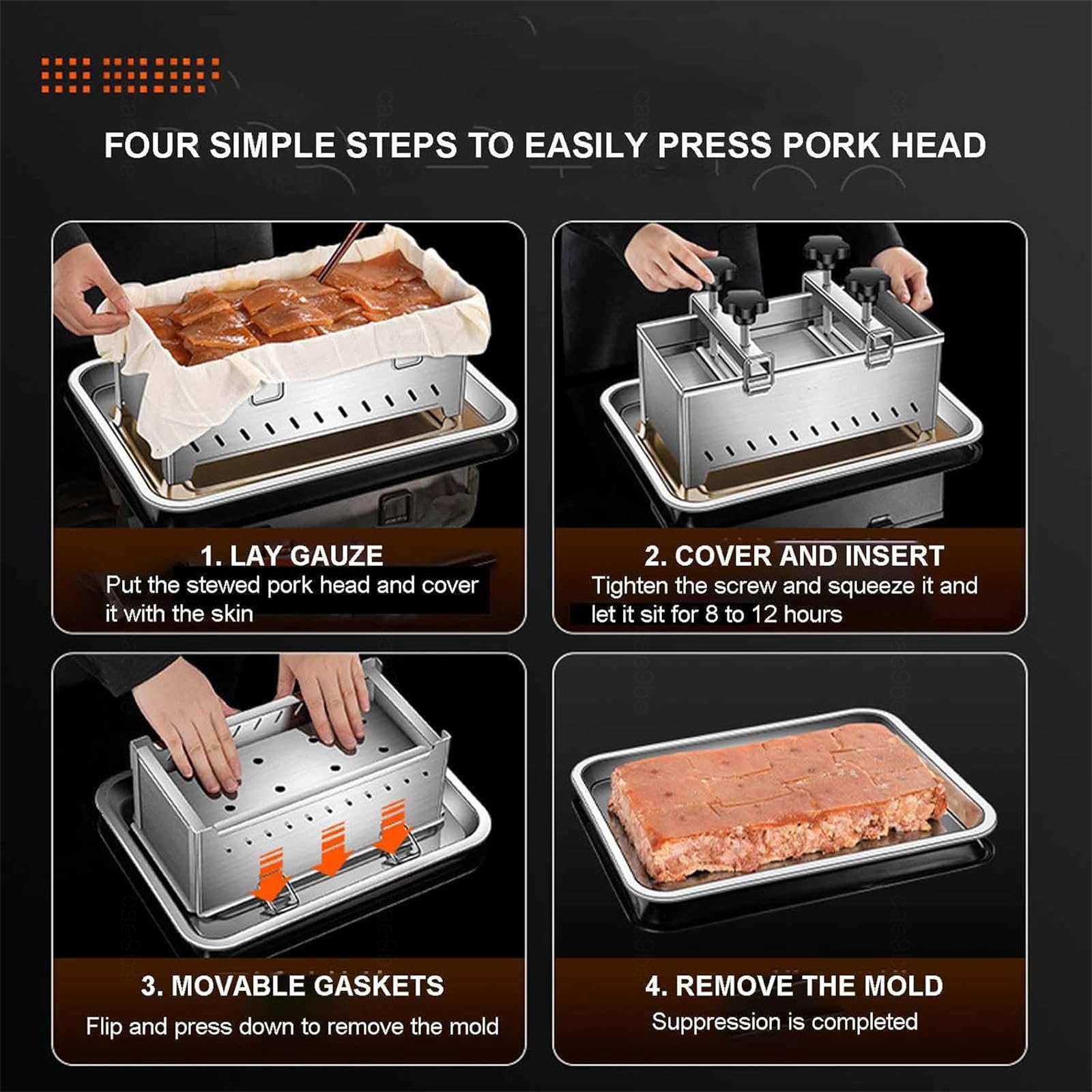 Prensa de carne de acero inoxidable, para hacer bloques de carne, prensa casera de ladrillos de carne para cocina, restaurante, 5 kg