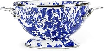 Golden Rabbit Enamelware Petite Colander, 1 quart, Cobalt Swirl | 1 quart