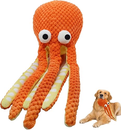 Juguetes chirriantes suaves para perros, pulpo, juguetes masticables para cachorros, juguetes de peluche para perros para masticadores agresivos,