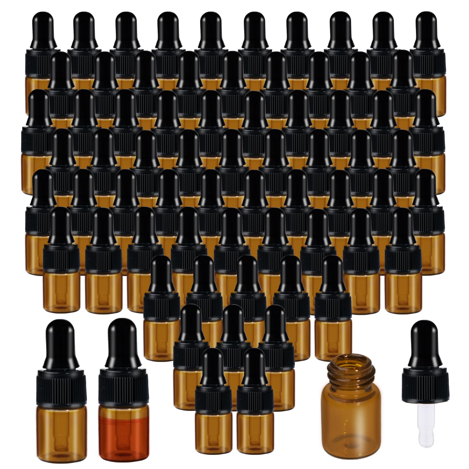 220 mini frascos cuentagotas de vidrio con cuentagotas para muestras, mini frascos de muestra transparentes pequeños con tapa para viajes, aceites esenciales cosméticos, perfume y muestra líquida