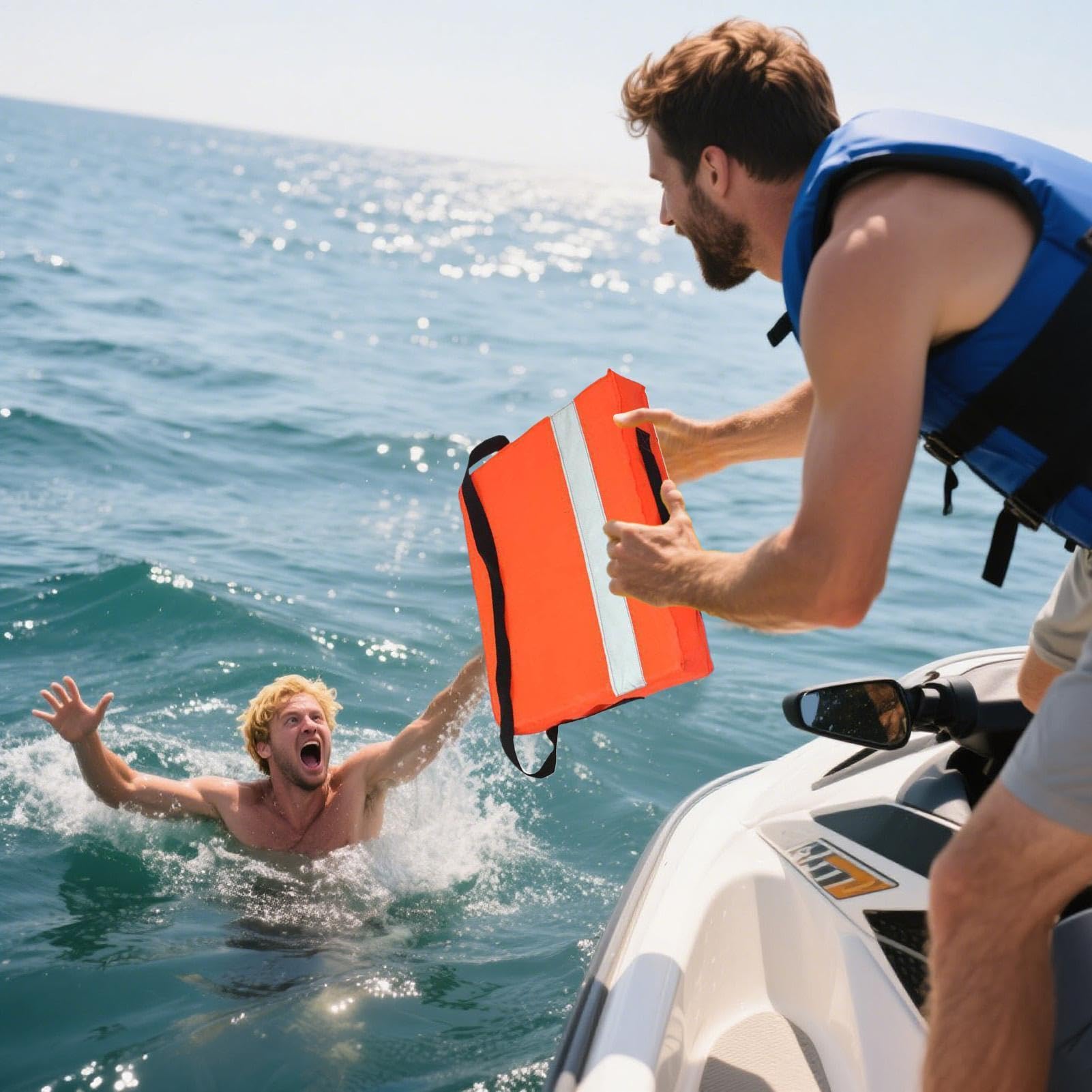 Werfbarer Rettungsring | Schwimmbad Sicherheits Wurfkissen, Mit Leine, Man-Rettungshilfe, Sicherheitsboje 46X36 cm Für Schwimmen Floß Kanu Paddelsport Lebensrettung
