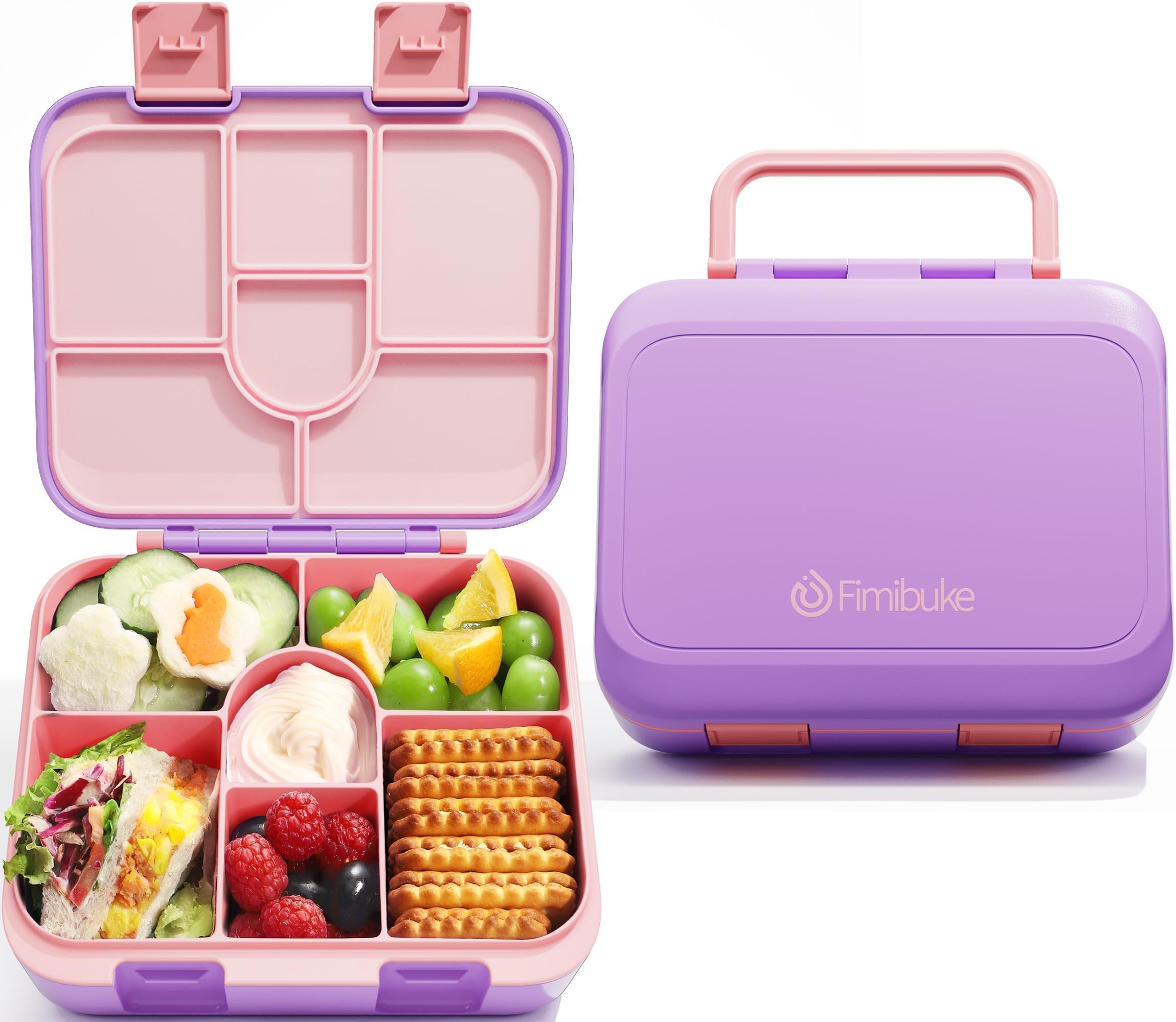Fimibuke Bento Snack Containers, 32OZ Bento Box for Kids Toddler Lunch Box for Daycare, 6-Compartment Leak-Proof Lunchable Food Container for School Sports Travel, BPA-Free, Microwave, Dishwasher Safe