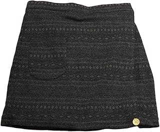 [スキップハート] 裏フリース 防寒 巻きスカート ショート丈 (グレー M-L フリーサイズ) ノルディック柄 ラップスカート ひざ掛け
