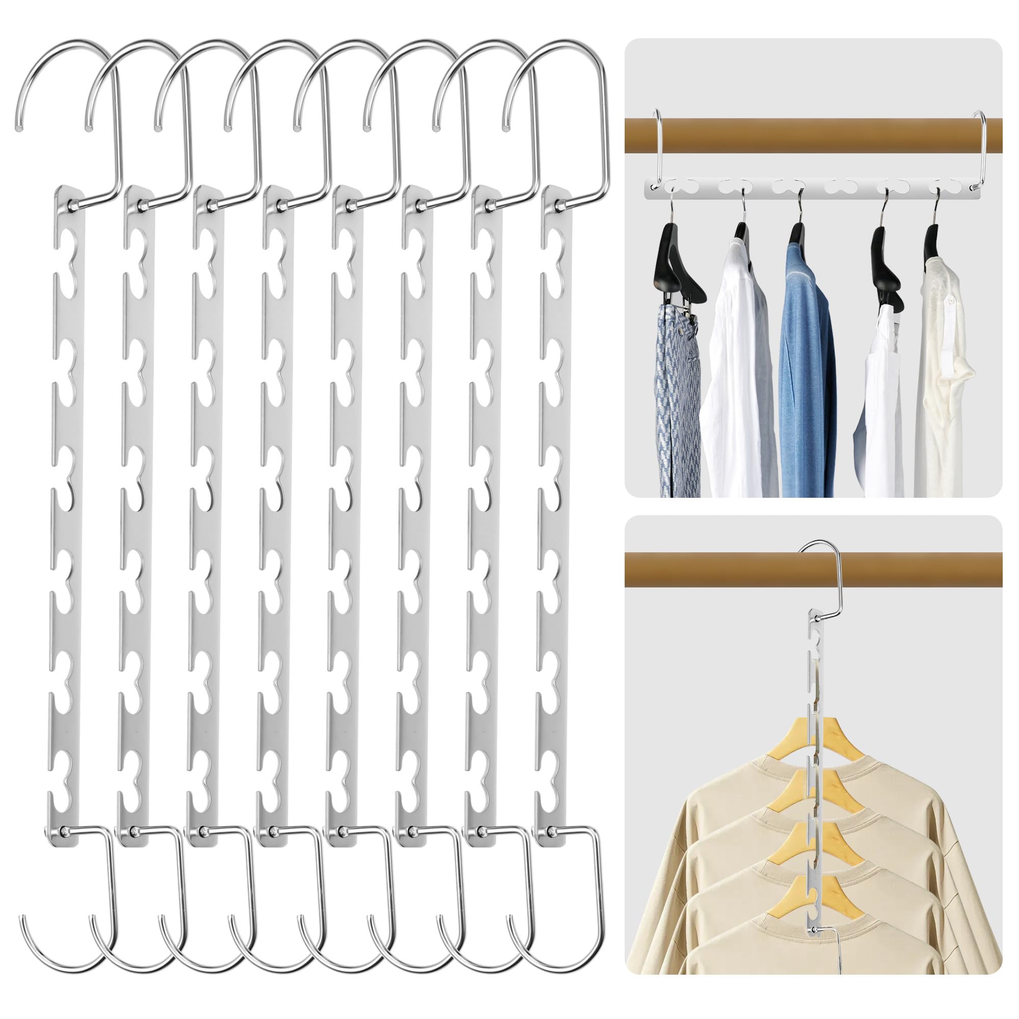 8 unidades mágicas organizadoras de armario antideslizantes, perchas para ahorrar espacio, mágicos organizadores para armario, apto para pantalones, vaqueros, vestidos, faldas y ropa