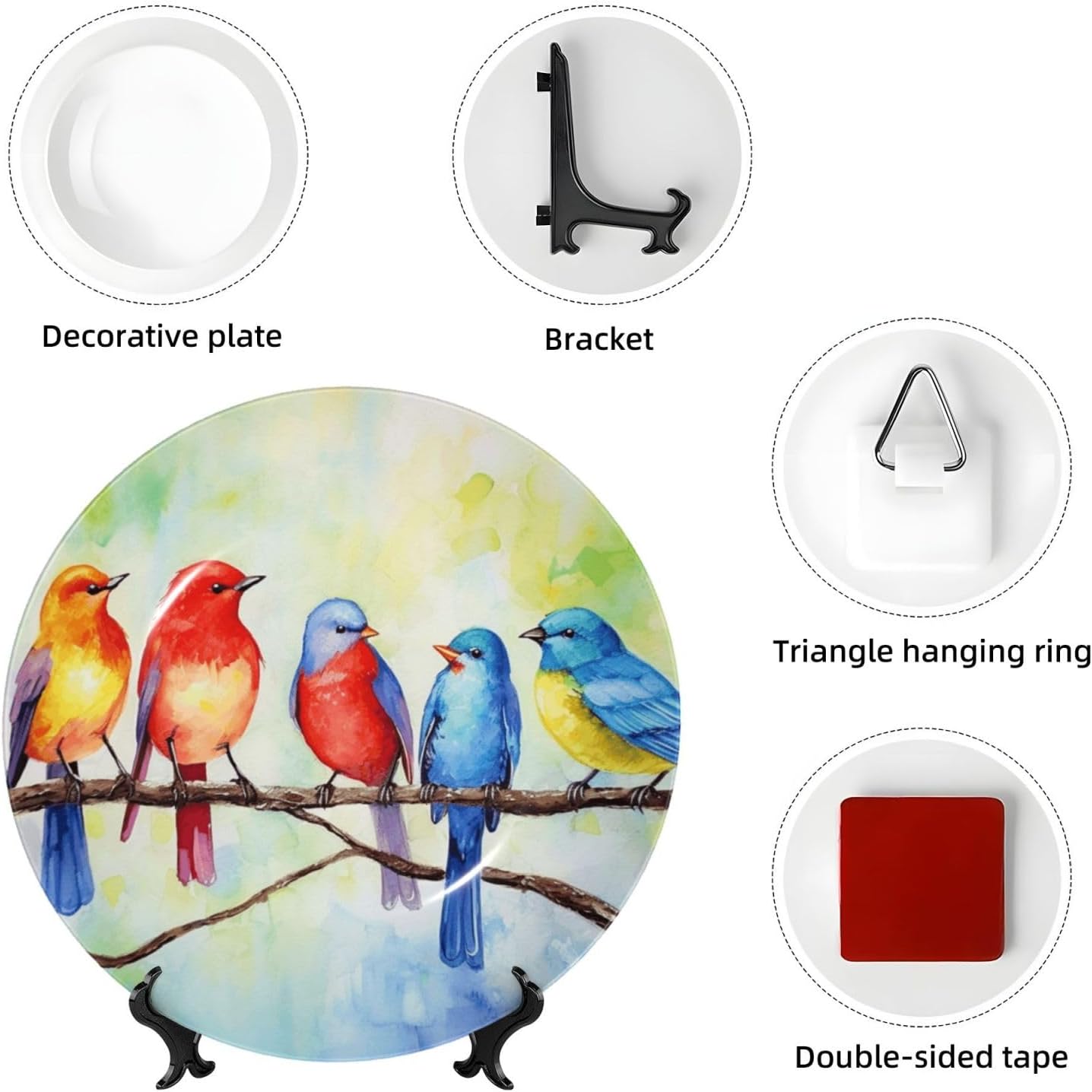 Decorative Plate Art Crafts Bone China Decorative Plate with Display Rack Souvenir Wall Decor Ceramic Ornaments Dinner Plates Ceramic Decoratives Plates for Home Office 10in