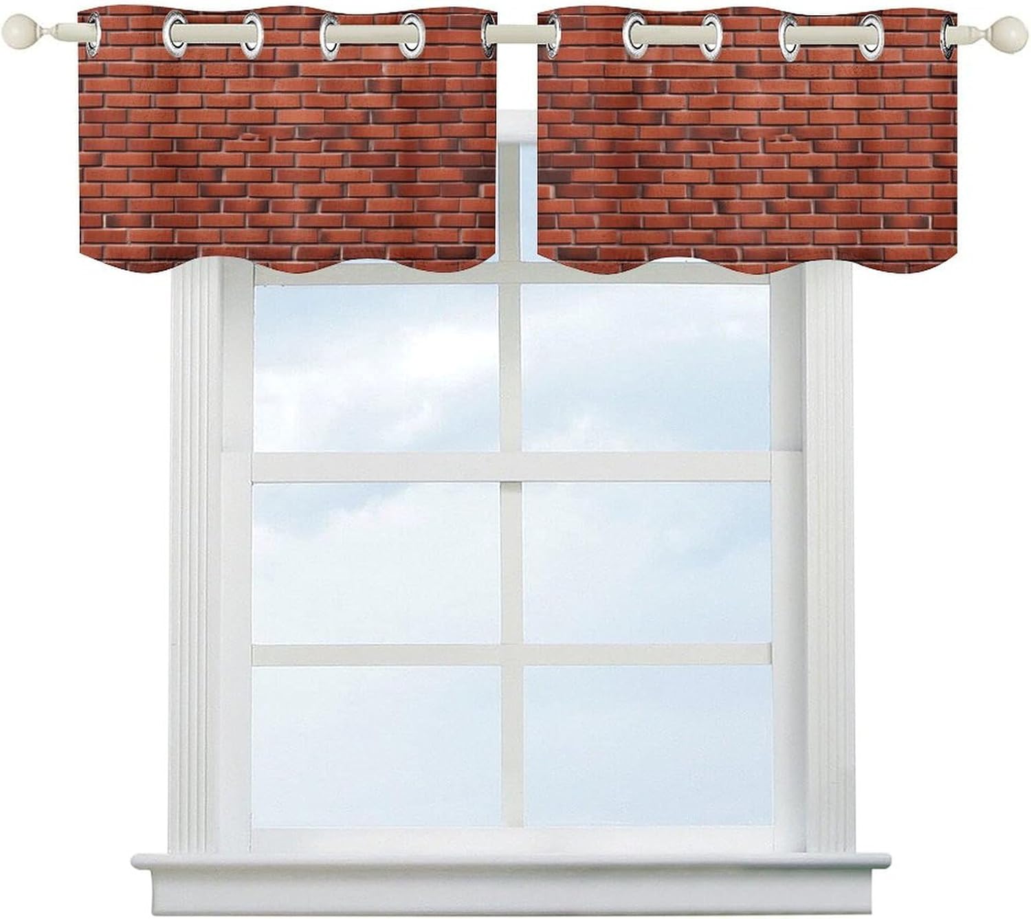Red Brick Wall 2 Pack Valance Curtains Window Treatments. Adjustable Curtain with Rod Pocket.Cafe Curtains is Half Curtains for Privacy Decorative 52x18.1 Inch.