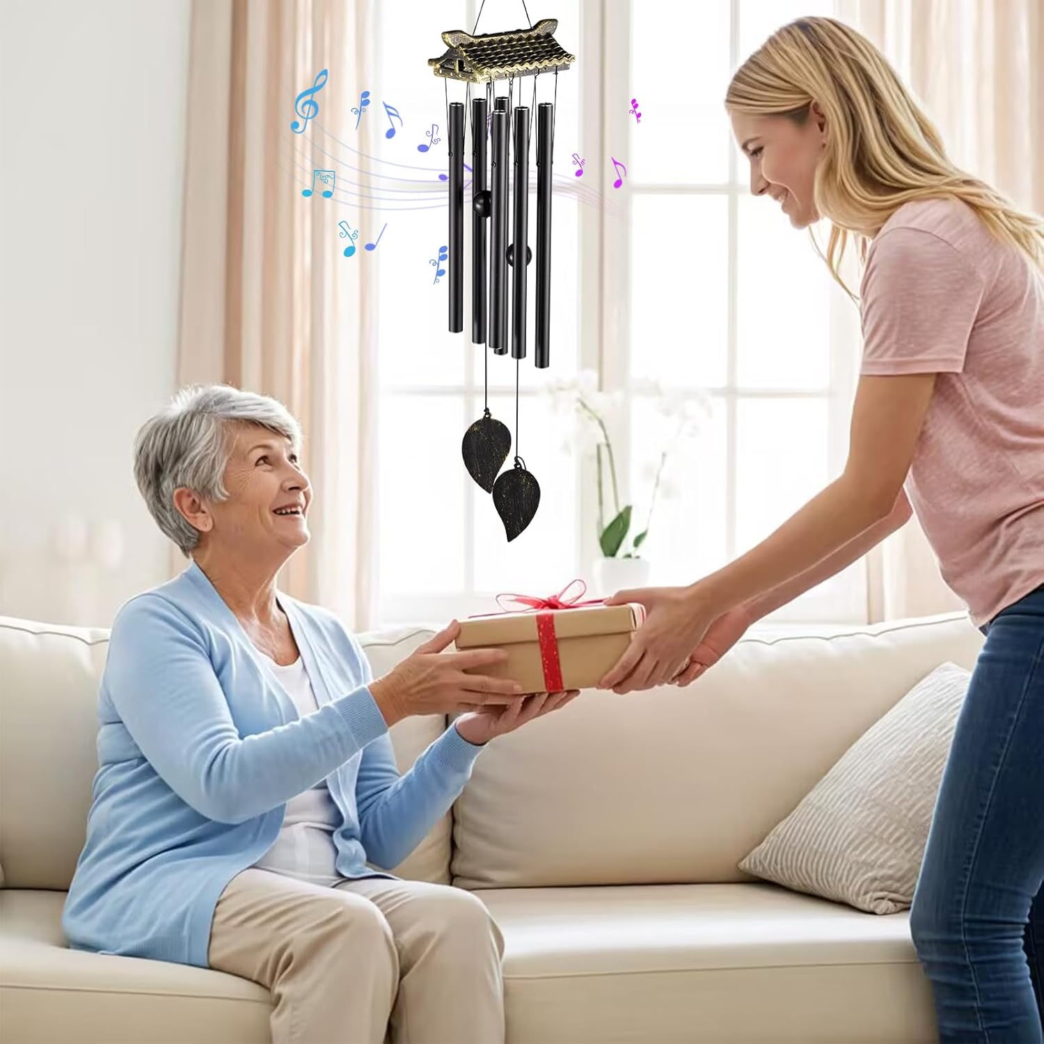 Carefree Fish Wind Chime Use Musical Wind Bell Tubes 31Inch Asian Style Family Love Garden Decor Japanese Cherry Blossom （Patent No.: US D1,104,819 S） - Image 6