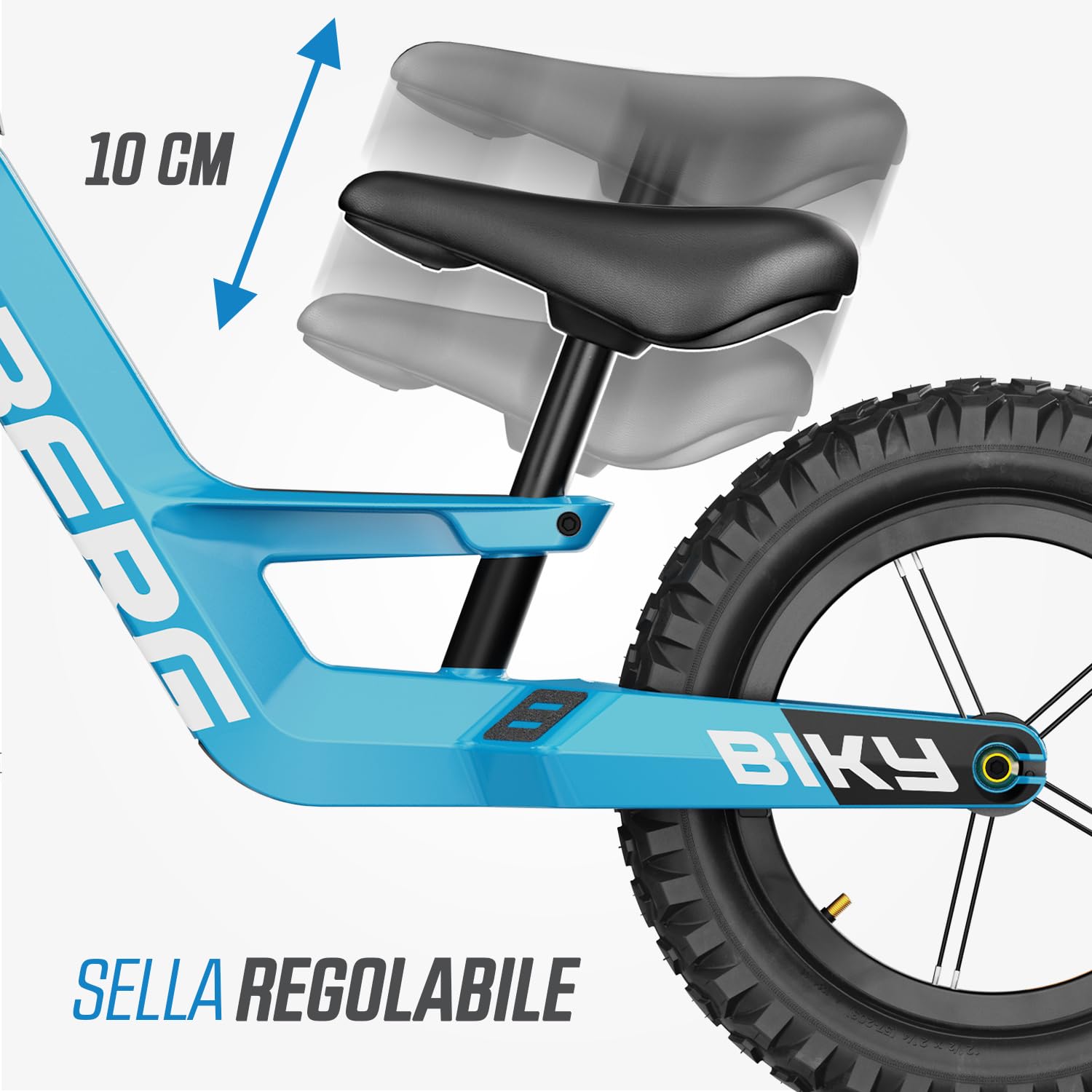 BERG Biky Cross - Bicicletta da 12 pollici, per ragazzi e ragazze dai 2 anni in su, con freno a mano, pneumatici ad aria, sella regolabile in altezza e telaio leggero in magnesio