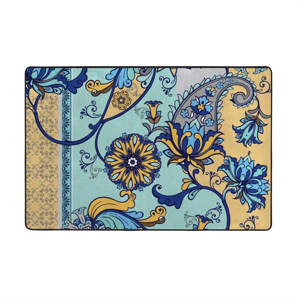 Tapis de style abstrait bleu Ruchen 160x122cm en velours