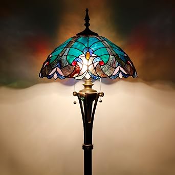 Tiffany Floor Lamp Stained Glass Standing Reading Light