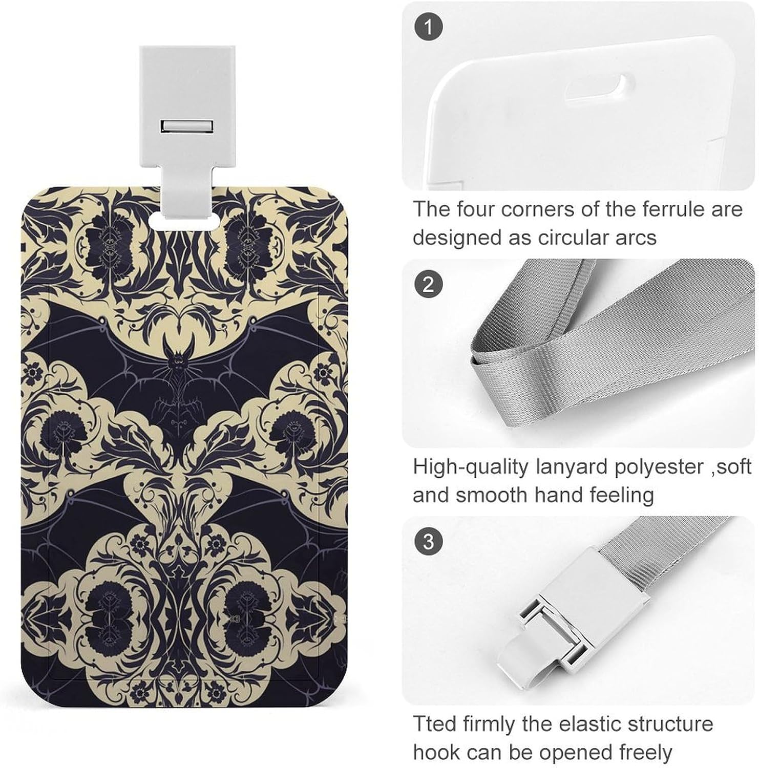 Sliding Bat Pattern Id Badge Holder with Breakaway Lanyard image 5
