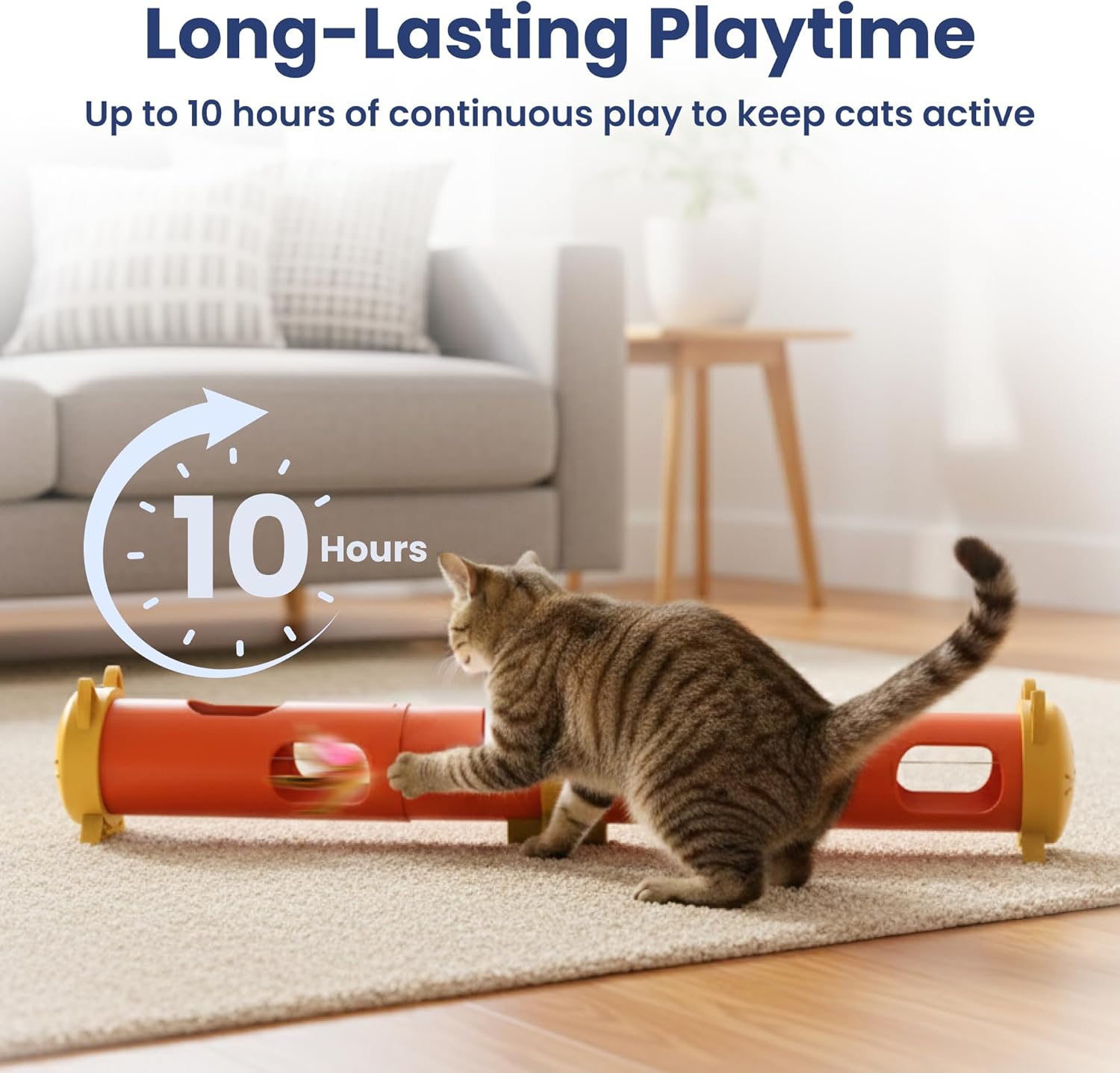 PAWSPIK Electric Feather Teaser Tube Cat Toy, Interactive Automatic Cat Toy for Indoor Cats, Smart Random Feather Play, Long Battery Life, Pet-Safe Materials (Large)