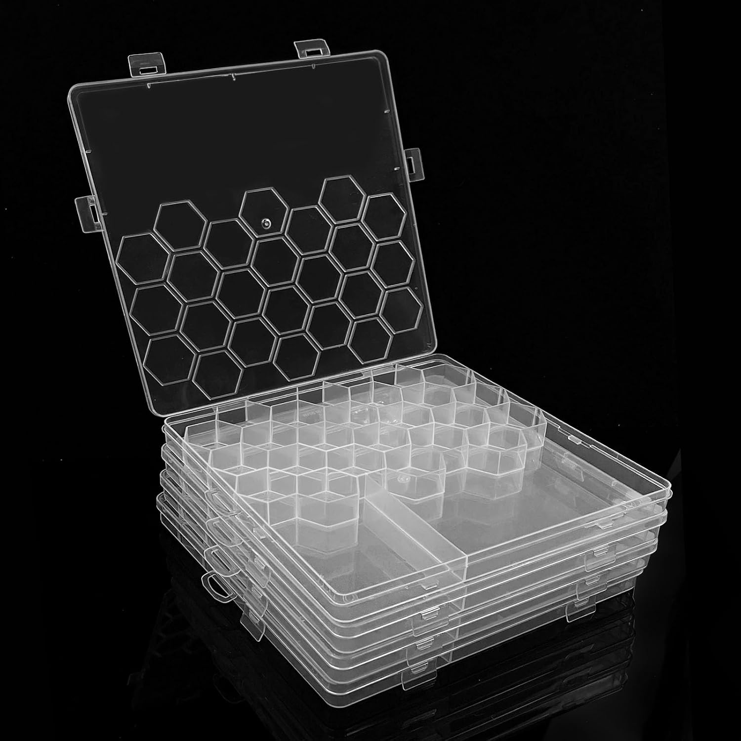SNAIL GARDEN 4-Pack Bead Organizer Box, 26 Grids Clear Plastic Beads Storage Containers, Bead Organizers and Storage for Crafts, Fishing Tackle, DIY Tools & Small Parts Organization