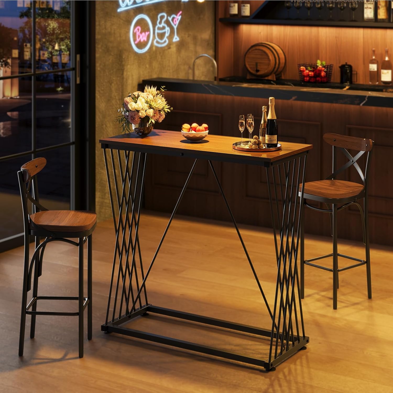 Bar Table, 36" Rectangular Counter Height Table with Wood Grain Top, Multi-Functional Bar Tables & Entryway Table for Kitchen, Dining, Living Room