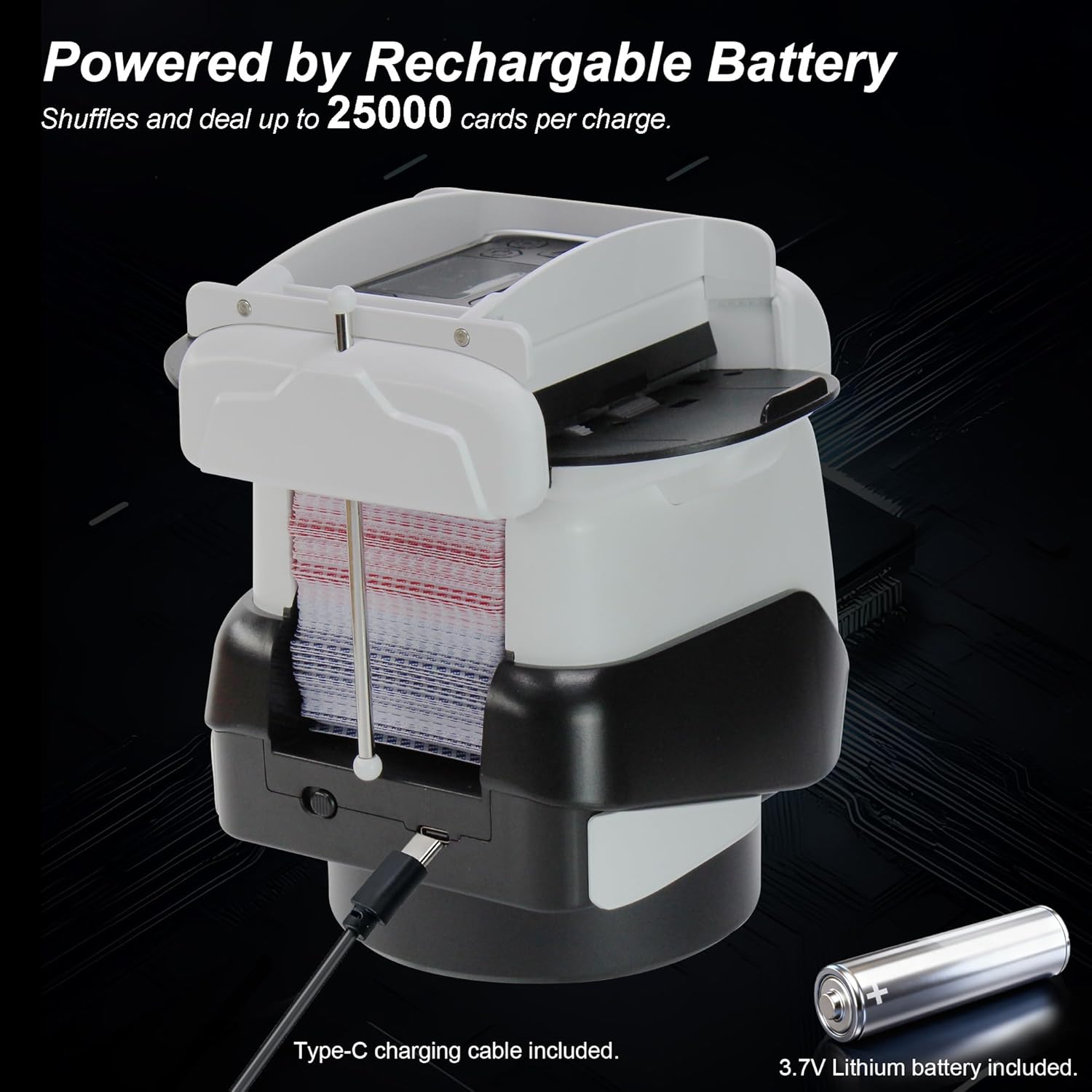 Automatic Card Shuffler and Dealer Machine 4 Deck 2-in-1, Rechargeable Shuffling and Dealing Machine for 4 Players, 180 and 360 Degree Rotating, Ultra Quiet (with Remotes)