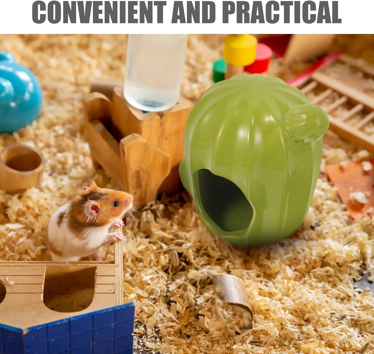 Abaodam Cooling Ceramic Hamster Nest Cactus Shape Small Animal Habitat Hideout for Gerbils and Guinea Pigs Decorative Pet Sleeping House with Clean Safe Material