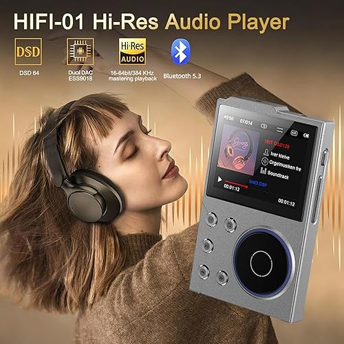 Miniatura 2 de Reproductor de MP3 de alta fidelidad con Bluetooth, DSD DAC de alta resolución, reproductor de música digital portátil de audio digital, Bluetooth