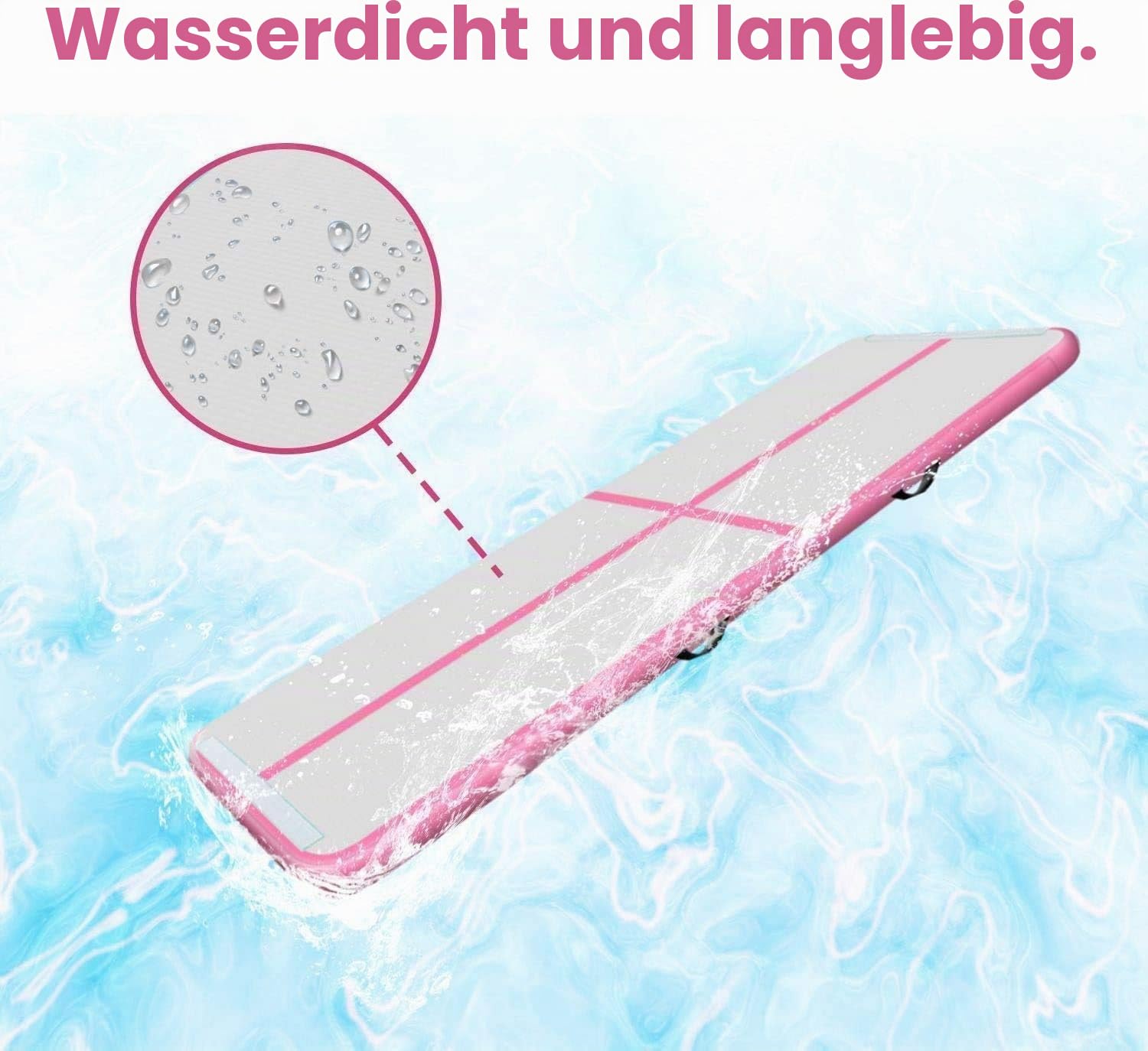 LSLIFE Aufblasbare Gymnastikmatte Tumble Track Gym Bodenmatte 3M 4M 5M 6M Air Tumbling Trainingsbahn Dick 10CM mit Elektrischer Pumpe für Gymnastik Home Kids Tumble Training/Yoga/Wasser