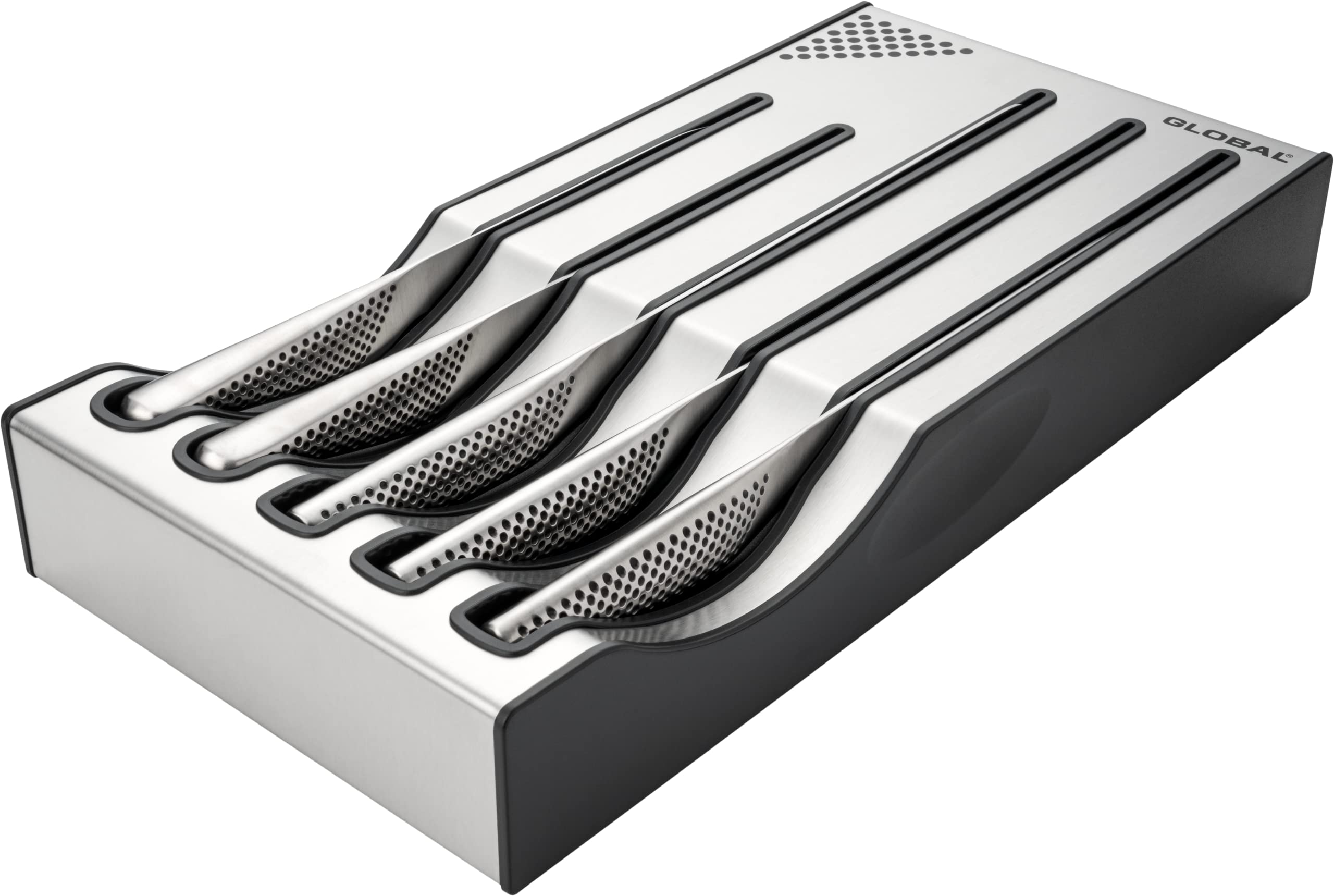 Global Knives 5 Piece Knife Set with Dock, CROMOVA 18 Stainless Steel