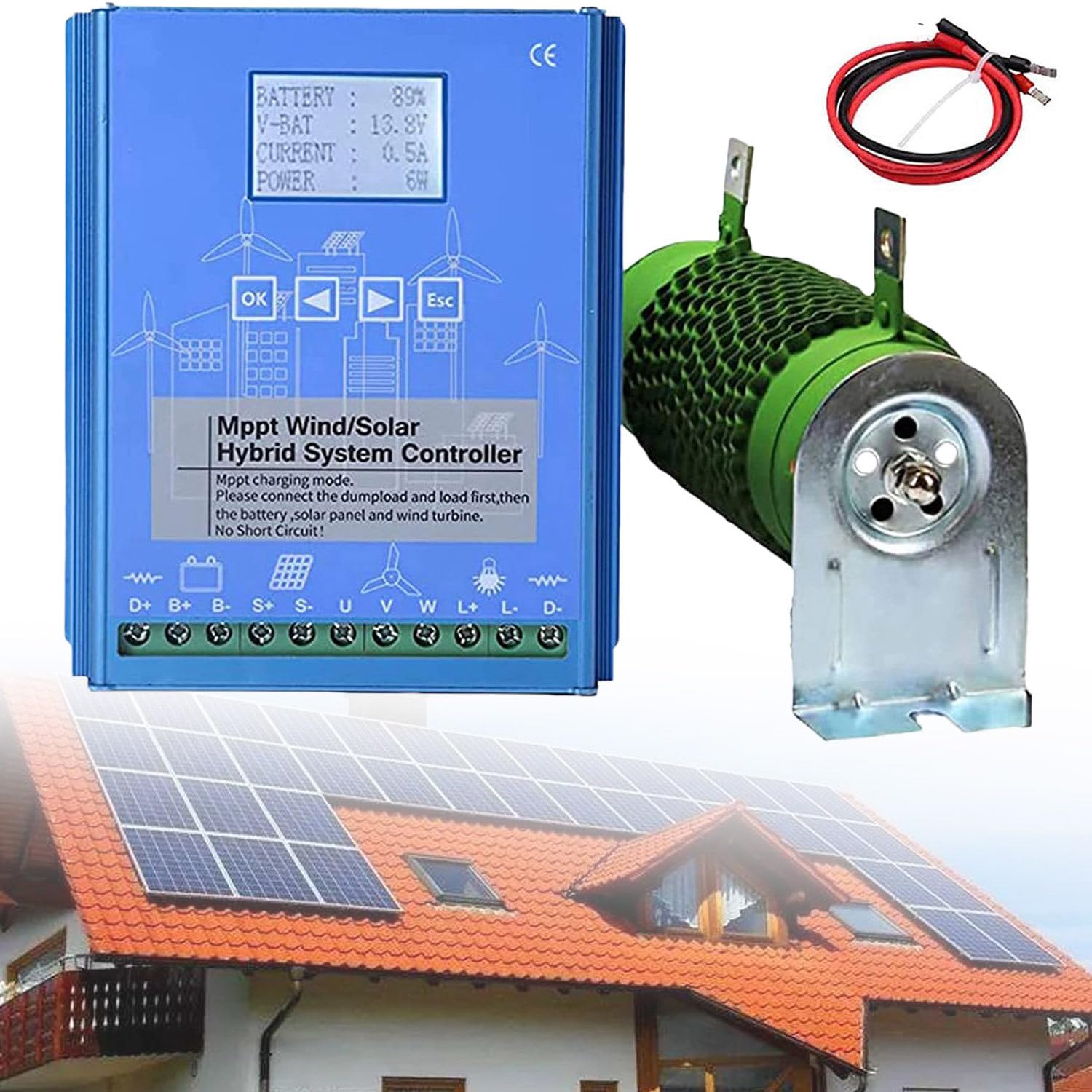 Ej.Life Contrôleur de charge hybride éolien solaire, 800W éolien 800W PV solaire, contrôleur de