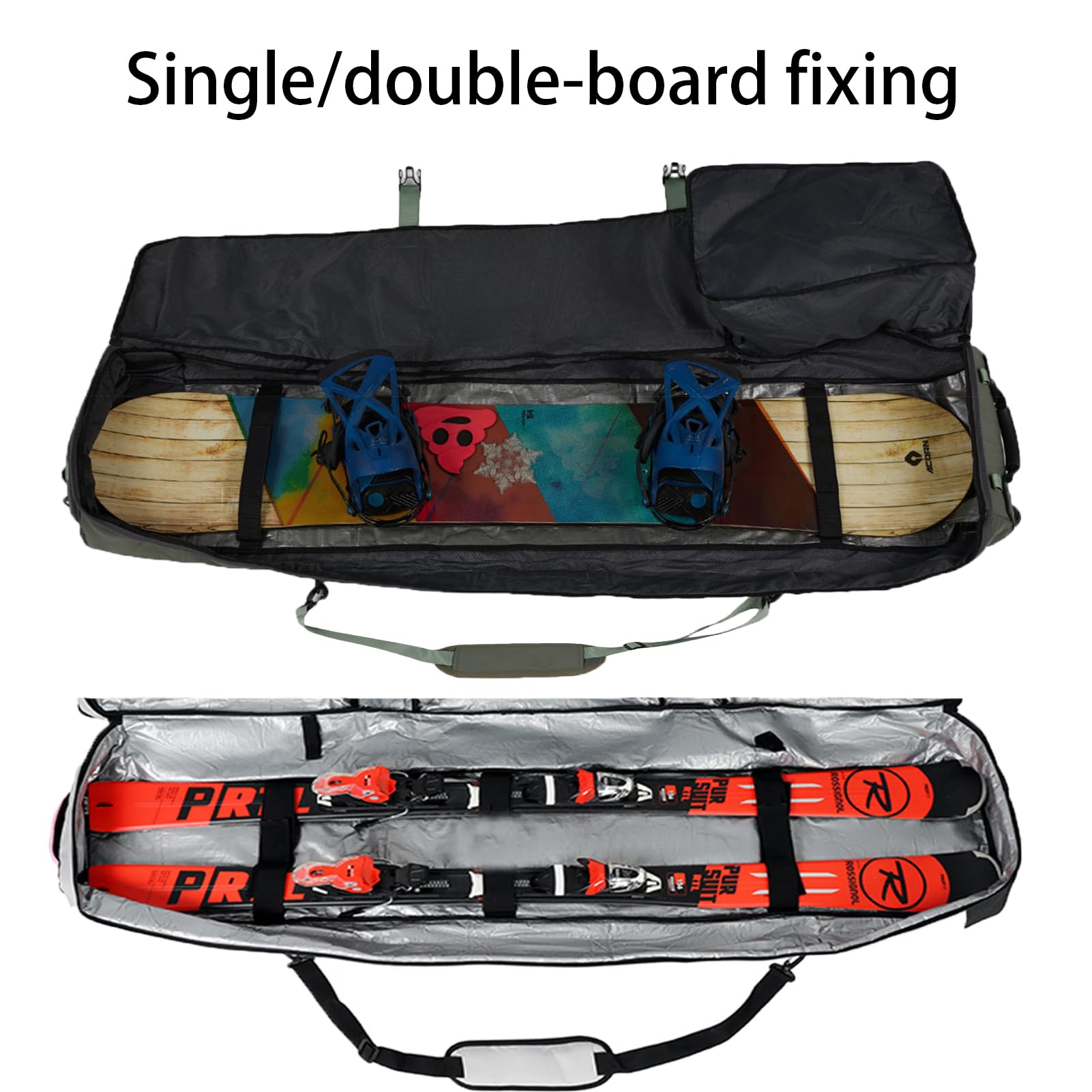 90L/100L Snowboardtasche Faltbare Skitasche mit Rollen wasserdichte Snowboard Tasche ski Skier leicht großes Angelzelt Reisetasche skisack Wheeled Tent Bag